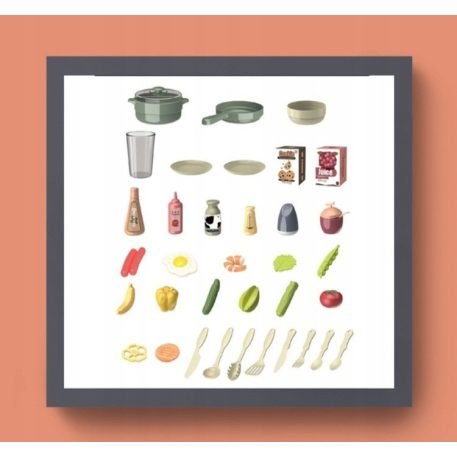 Set bucătărie de jucărie Modern Kitchen, înălțime 63 cm, cu 38 accesorii, culoare portocaliu
