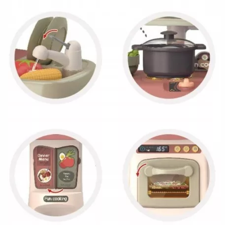 Bucătărie de jucărie Home Kitchen, 62 cm, cu 29 accesorii – culoare olive