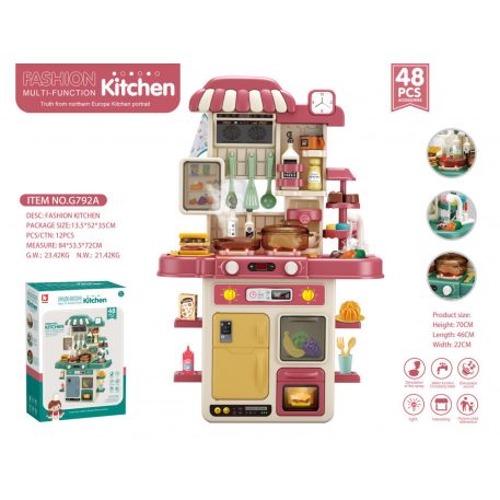 Mama Kiddies Kitchen Multi-Function Set de băcătărie roz pentru copii, de 48 piese