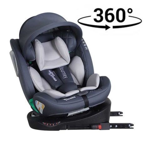 Scaun auto Mama Kiddies iSize Journey rotativ 360° cu ISOFIX (40–150 cm) culoare gri, cu parasolar cadou