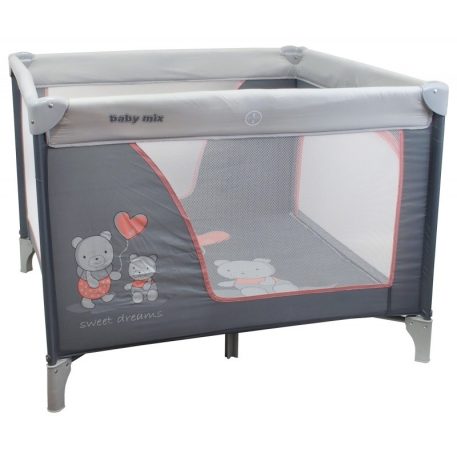 Baby Mix utazó járóka szürke-pink színben