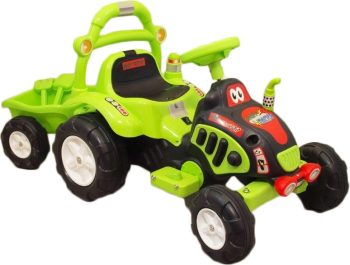 Elektromos utánfutós traktor a Baby Mix-től zöld színben