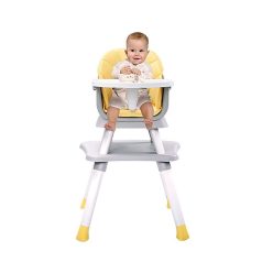   Scaun de masă multifuncțional Mama Kiddies Denver 6în1, galben cu set de jucării cadou