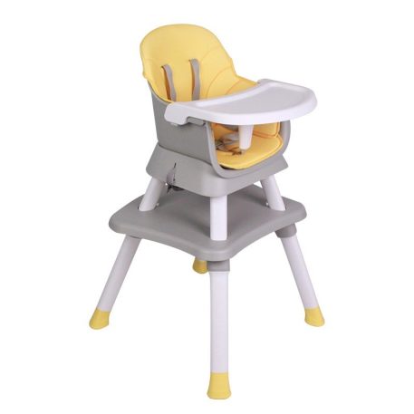 Scaun de masă multifuncțional Mama Kiddies Denver 6în1, galben cu set de jucării cadou