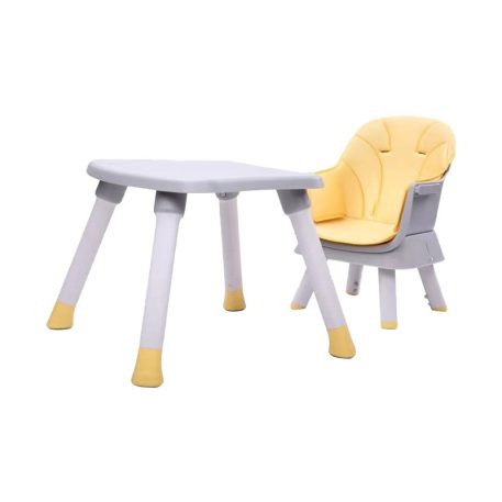 Scaun de masă multifuncțional Mama Kiddies Denver 6în1, galben cu set de jucării cadou