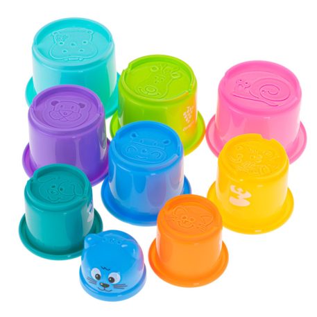 Set piramidă de căni colorate, 9 piese