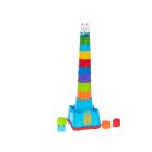 Jucărie de construcție în formă de far cu un iepuraș deasupra