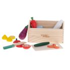 Set de legume magnetice din lemn, feliabile, cu suport și accesorii