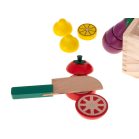 Set de legume magnetice din lemn, feliabile, cu suport și accesorii