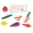 Set de legume magnetice din lemn, feliabile, cu suport și accesorii