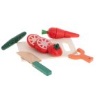 Set de legume magnetice din lemn, feliabile, cu suport și accesorii