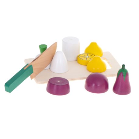 Set de legume magnetice din lemn, feliabile, cu suport și accesorii