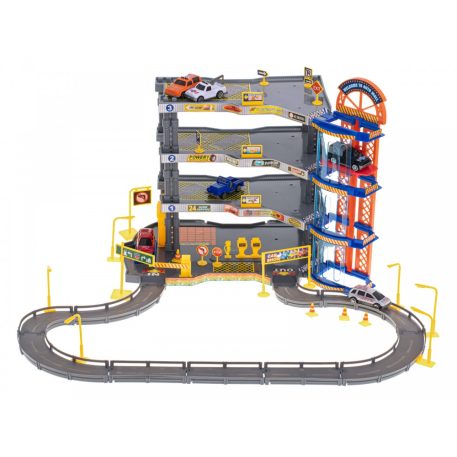 Garaj parcare pe patru etaje cu lift de jucărie + 6 mașinuțe