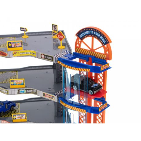 Garaj parcare pe patru etaje cu lift de jucărie + 6 mașinuțe