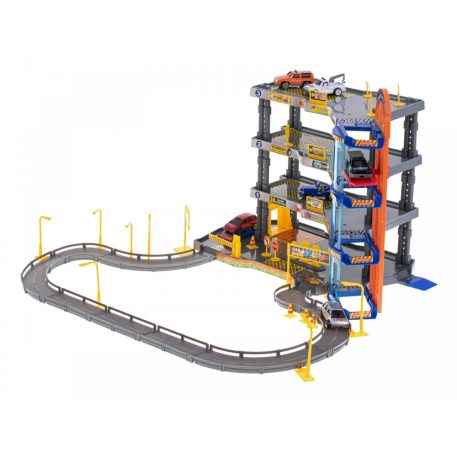 Garaj parcare pe patru etaje cu lift de jucărie + 6 mașinuțe