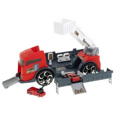 Camion de pompieri 2 în 1 cu garaj și 2 mașinuțe