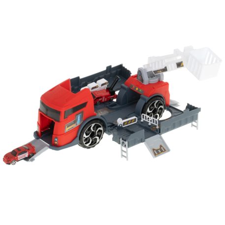 Camion de pompieri 2 în 1 cu garaj și 2 mașinuțe