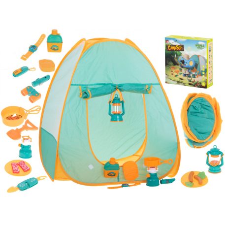 Cort de camping pliabil de jucărie cu accesorii