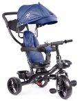   Fix Lite 3în1 tricicletă cu mâner pentru părinte și suport pentru picioare în culoare albastru  (scaun rotativ în 360°)