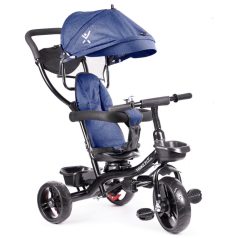   Fix Lite 3în1 tricicletă cu mâner pentru părinte și suport pentru picioare în culoare albastru  (scaun rotativ în 360°)
