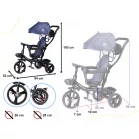 Fix Lite 3în1 tricicletă cu mâner pentru părinte și suport pentru picioare în culoare albastru  (scaun rotativ în 360°)
