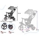 Fix Lite 3în1 tricicletă cu mâner pentru părinte și suport pentru picioare în culoare gri  (scaun rotativ în 360°)