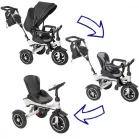 Trike Fix V3 tricicletă cu mâner pentru părinte și suport pentru picioare, negru  (scaun rotativ 360°)