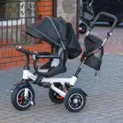 Trike Fix V3 tricicletă cu mâner pentru părinte și suport pentru picioare, negru  (scaun rotativ 360°)