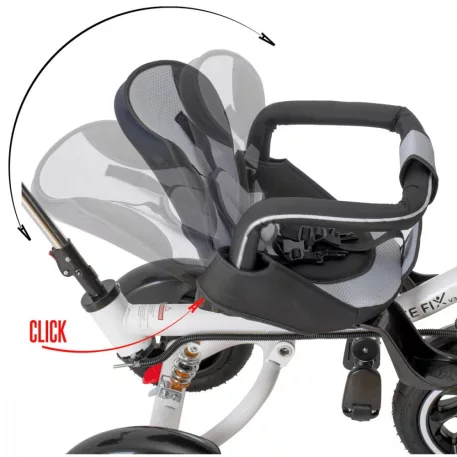 Trike Fix V3 tricicletă cu mâner pentru părinte și suport pentru picioare, negru  (scaun rotativ 360°)