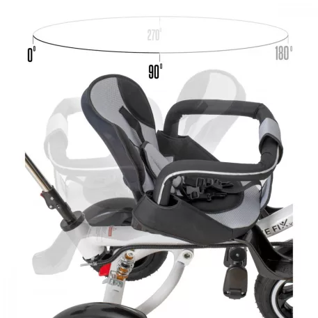 Trike Fix V3 tricicletă cu mâner pentru părinte și suport pentru picioare, negru  (scaun rotativ 360°)