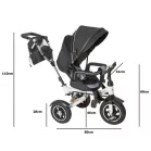 Trike Fix V3 tricicletă cu mâner pentru părinte și suport pentru picioare, negru  (scaun rotativ 360°)