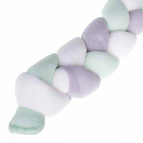 Apărătoare laterală împletită pentru pătuț  verde-gri-alb  7x200 cm