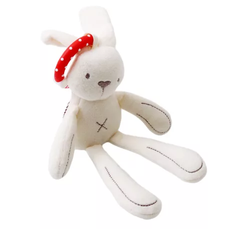 Iepuraș de pluș atașabil de pătuțuri și cărucioare - 28 cm