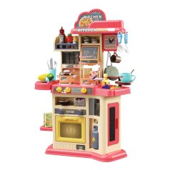    Happy Kitchen Set de bucătărie roz pentru copii cu accesorii, 46 de piese