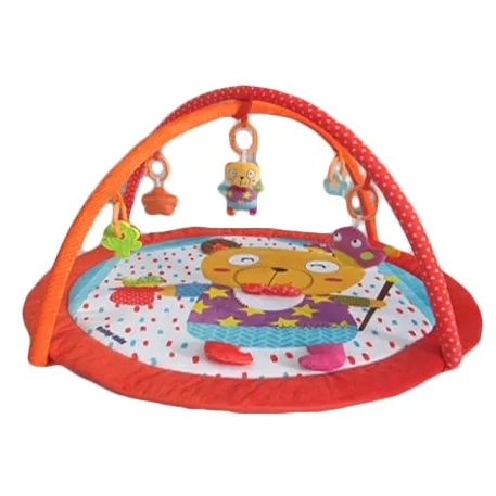 Baby Mix piros szélű kerek macis játszószőnyeg