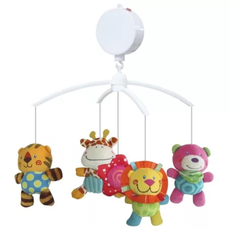 Baby Mix tigris, zsiráf, oroszlán maci zenélő-forgó játék kiságyra