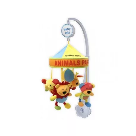 Baby Mix zenélő-forgó játék plüss figurákkal kiságyra