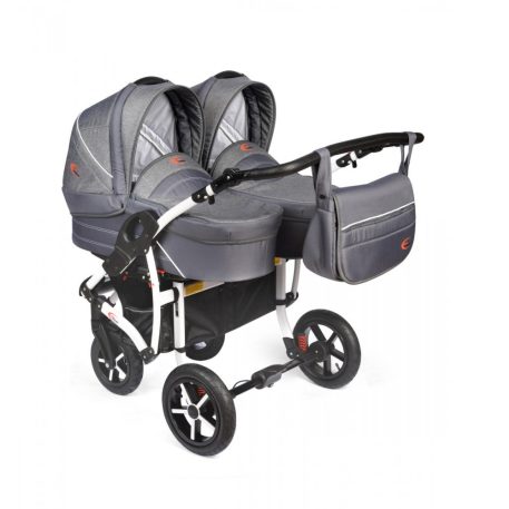 Mama Kiddies TWIN 3az1-ben ikerbabakocsi kiegészítőkkel világosszürke színben