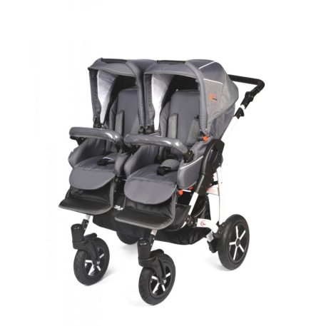 Mama Kiddies TWIN 3az1-ben ikerbabakocsi kiegészítőkkel világosszürke színben