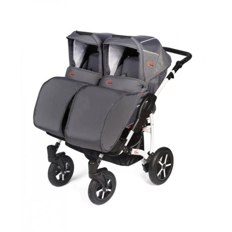 Mama Kiddies TWIN 3az1-ben ikerbabakocsi kiegészítőkkel világosszürke színben