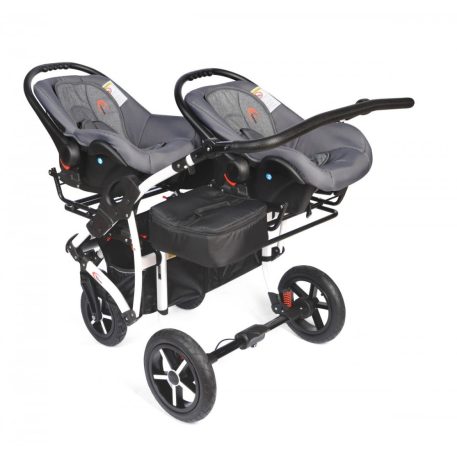 Mama Kiddies TWIN 3az1-ben ikerbabakocsi kiegészítőkkel világosszürke színben