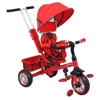 Baby Mix Odyssey piros tricikli kupolával (360°-ban forgatható ülés)