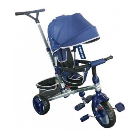 Baby Mix Tour Trike tricikli tolókarral és lábtartóval navy színben (360°-ban forgatható ülés)