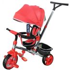   Baby Mix Tour Trike tricicletă cu mâner de împingere și suport pentru picioare în culoare roșu (scaun rotativ în 360°)