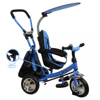 Baby Mix Trike 360 Blue prémium tricikli tolókarral és lábtartóval