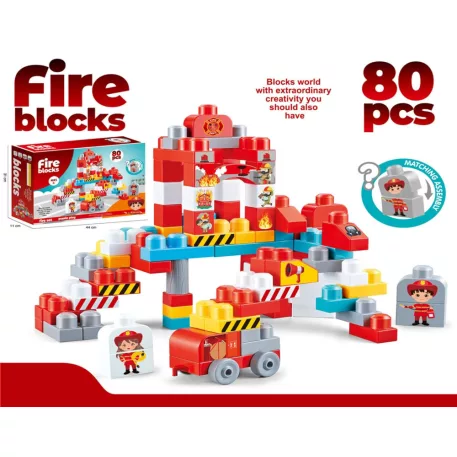 Set de construcție pompieri Mama Kiddies – 80 piese