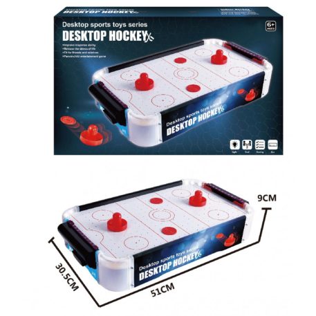 Set mini air hockey premium cu iluminare a mesei – 51 × 30 × 9 cm