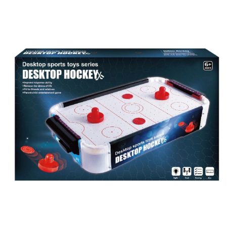 Set mini air hockey premium cu iluminare a mesei – 51 × 30 × 9 cm