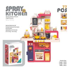   Setul de bucătărie Mama Kiddies Spray Kitchen de 77 de piese, cu o înălțime de 93 cm, în culoarea roșie