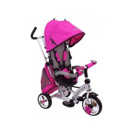 Baby Mix 360 Turbo tricikli tolókarral és lábtartóval pink színben (360°-ban forgatható ülés)